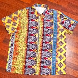 Vintage hawaiian tropical bermuda beach cover up resort tiki shirt